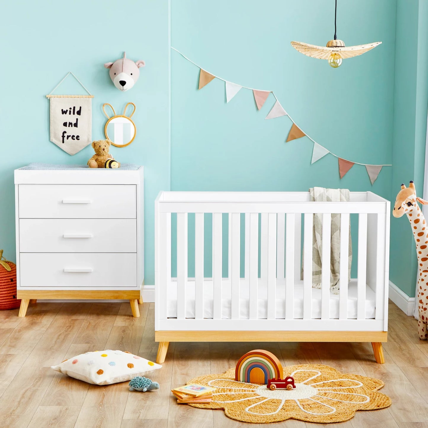 Babymore Mona Mini 2 piece nursery furniture set