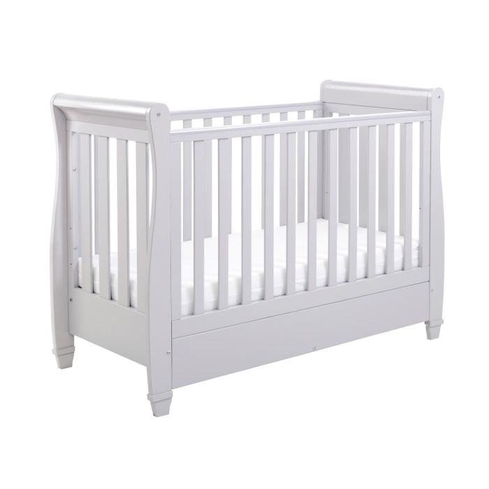 Babymore Eva Sleigh Dropside Cot Bed with Drawer