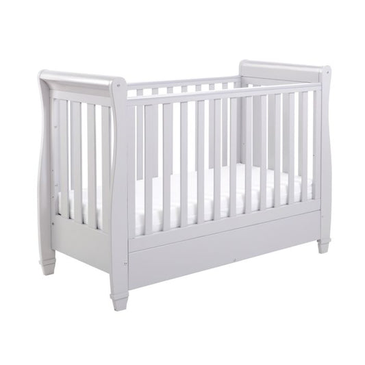 Babymore Eva Sleigh Dropside Cot Bed with Drawer